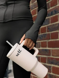 self. Long Sculpting Zip Through Jacket Black