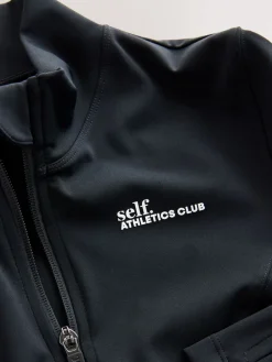 self. Long Sculpting Zip Through Jacket Black