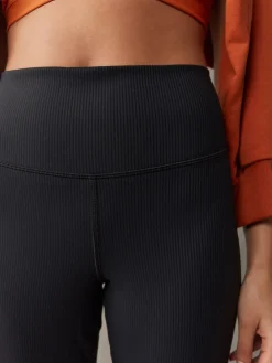 self. Rib Wide Leggings Black