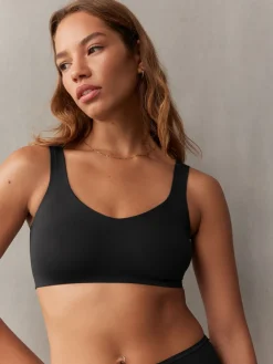 self. Black V-Neckline Smoothing Crop Bra Discount