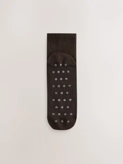 self. Cropped Ankle Embroidered Logo Gripper Socks 3 Pack Black/Pink/Mocha Brown Discount