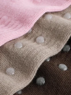 self. Cropped Ankle Embroidered Logo Gripper Socks 3 Pack Black/Pink/Mocha Brown Discount