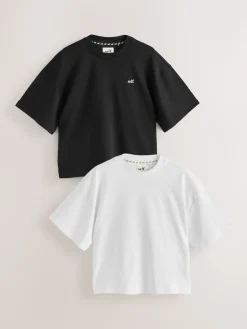 self. Black/White T-Shirts 2 Pack Clearance