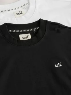 self. Black/White T-Shirts 2 Pack Clearance