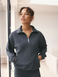 self. Half Zip Modal Sweatshirt Blue Online