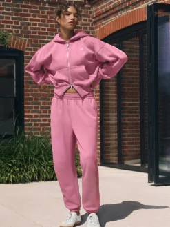 self. Hooded Zip Through Jacket Bright Pink Hot