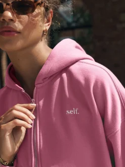 self. Hooded Zip Through Jacket Bright Pink Hot