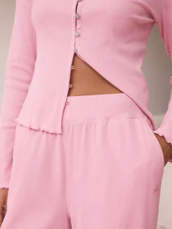 self. Ribbed Button Through Pyjamas Bright Pink Online