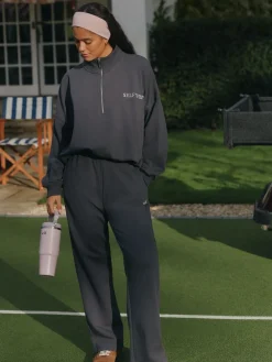 self. Half Zip Sweatshirt Charcoal Grey New