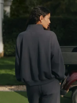 self. Half Zip Sweatshirt Charcoal Grey New