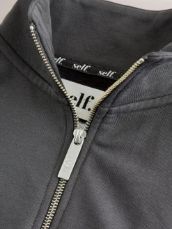 self. Half Zip Sweatshirt Charcoal Grey New