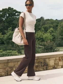 self. Rib Wide Leggings Chocolate Outlet