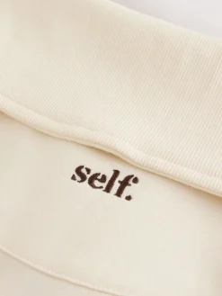 self. Ecru Half Zip Collar Sweatshirt Outlet