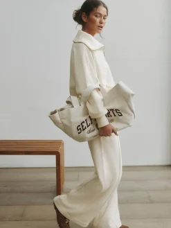 self. Ecru Half Zip Collar Sweatshirt Outlet