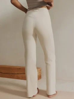 self. Rib Wide Leggings Ecru Clearance