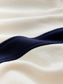 self. Ecru/Navy Half Zip Fleece Top Best