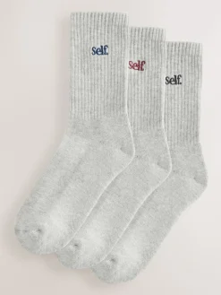 self. Grey / Navy / Berry 3 Pack Cushion Sole Lounge Ankle Socks 3 Pack Sale