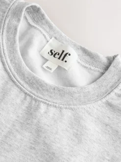 self. Grey Embroidered Slogan Sweatshirt New