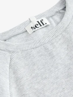 self. Grey Fitted Rib T-Shirt Discount