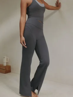 self. High Waist Flared Leggings Grey