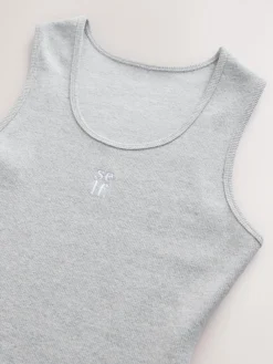 self. Cotton Rib Scoop Neck Vest Grey Marl Best