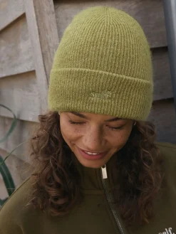 self. Lime Green Knitted Beanie Hat Outlet