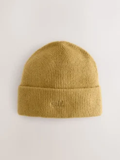 self. Lime Green Knitted Beanie Hat Outlet