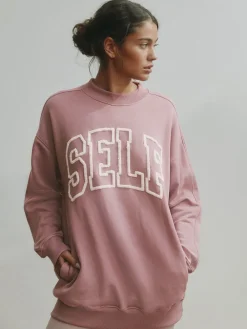 self. Boucle Sweatshirt Mauve Purple Outlet