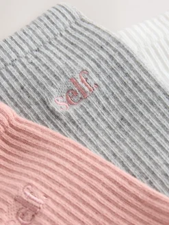 self. Mauve/Grey/Cream 3 Pack Cushion Sole Lounge Ankle Socks 3 Pack