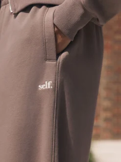 self. Mink Brown Wide Leg Joggers Online