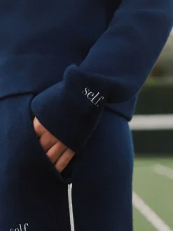 self. Navy Full Zip Knitted Track Top Online