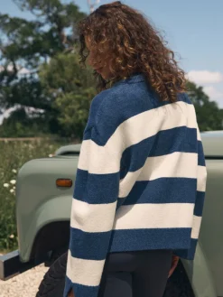 self. Knit Jumper Navy Stripe