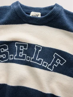 self. Knit Jumper Navy Stripe