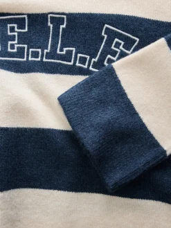 self. Knit Jumper Navy Stripe