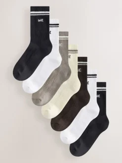 self. Neutral/Black Cushion Sole Lounge Ankle Socks 7 Pack Hot