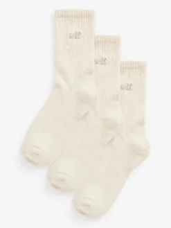 self. Oat 3 Pack Cushion Sole Lounge Ankle Socks 3 Pack