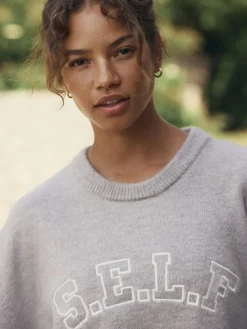 self. Knit Jumper Oatmeal Online