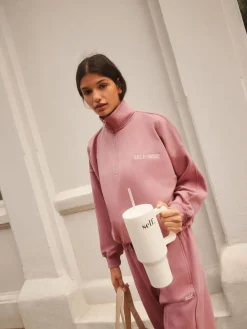 self. Half Zip Sweatshirt Pink Online