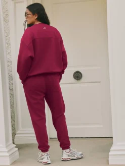 self. Red Cuffed Joggers Online