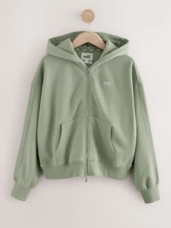 self. Hooded Zip Through Jacket Sage Green Discount