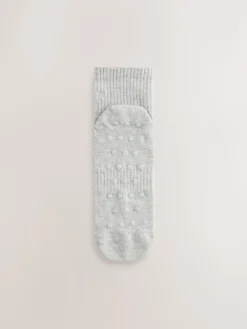 self. Cropped Ankle Embroidered Logo Gripper Socks 3 Pack Sage Green/Cream/Grey Hot