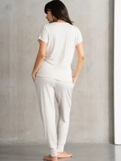 Seraphine Maternity & Nursing Hospital Bag Pyjamas 2 Piece Set Beige Oatmeal Marl New