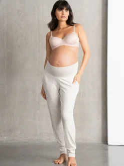 Seraphine Maternity & Nursing Hospital Bag Pyjamas 2 Piece Set Beige Oatmeal Marl New