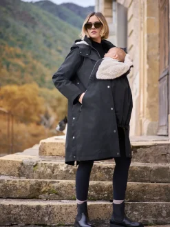 Seraphine 3 in 1 Maternity & Babywearing Parka with Borg Lining Black Sale