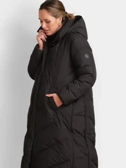 Seraphine 3-In-1 Long Chevron Puffer Maternity Coat Black Clearance