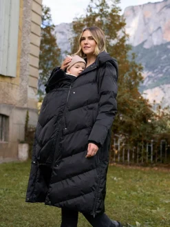 Seraphine Long 3-In-1 Maternity & Babywearing Puffa Coat Black Clearance