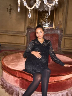 Seraphine Black Maternity & Nursing Lace Tunic Dress New