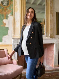 Seraphine Black Maternity Tweed Blazer