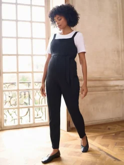 Seraphine Black Maternity & Nursing Jersey Dungarees