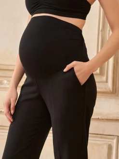 Seraphine Black Overbump Maternity Tailored Premium Tapered Work Trousers Best